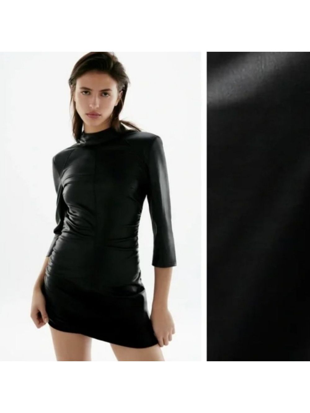 NWT Zara Faux Leather Cutout Back Mini Dress, Size M - Picture 3 of 10